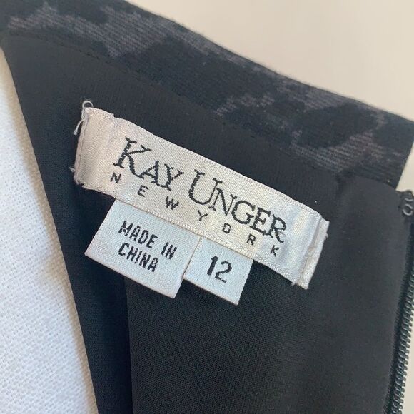 Kay Unger animal print gray wrap front dress - Picture 8 of 9